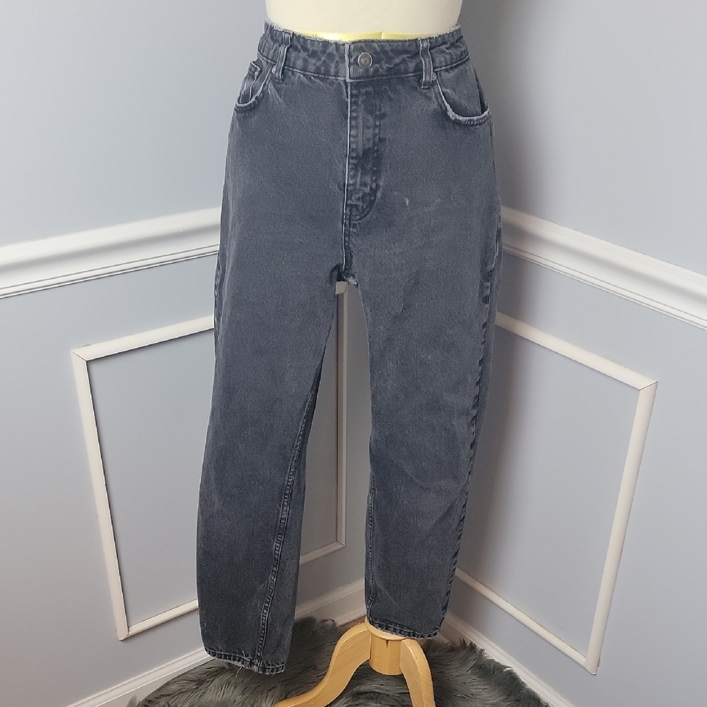 WE THE FREE Black Distressed Ankle Cropped Tapered Straight Leg Cotton‎ Jeans 31